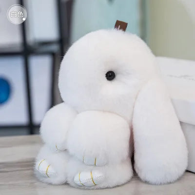 14cm Cute Plush Bunny Keychain Women Fur Pom Pom Angel Rabbit Key Ring Hare Pompom Plush Dolls Toy Girls Bag Car Key Pendant