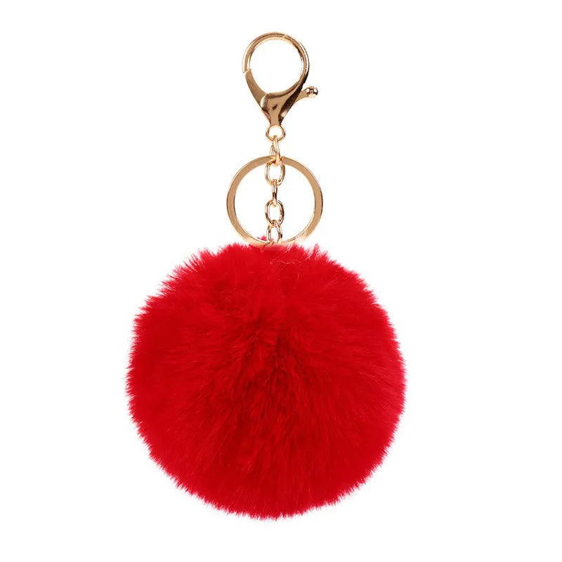 14cm Cute Plush Bunny Keychain Women Fur Pom Pom Angel Rabbit Key Ring Hare Pompom Plush Dolls Toy Girls Bag Car Key Pendant