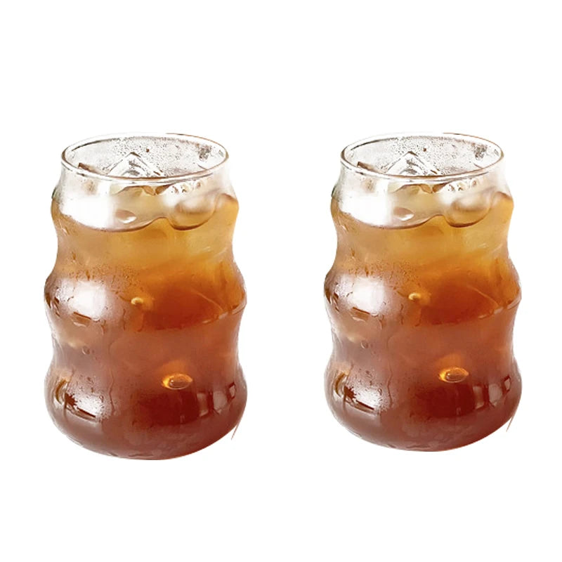 1/2pcs Clear Glass Cup Creative Ins Exquisite Heat-resistant Tumbler Tea Juice Milk Coffee Mug Home Office Cocktail Beer Glasses