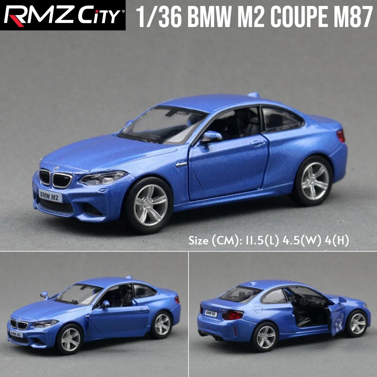1/36 BMW M2 M3 M4 M5 Toy Car Model For Children RMZ CiTY Diecast Metal Racing Miniature Pull Back Collection Gift Kid Boys
