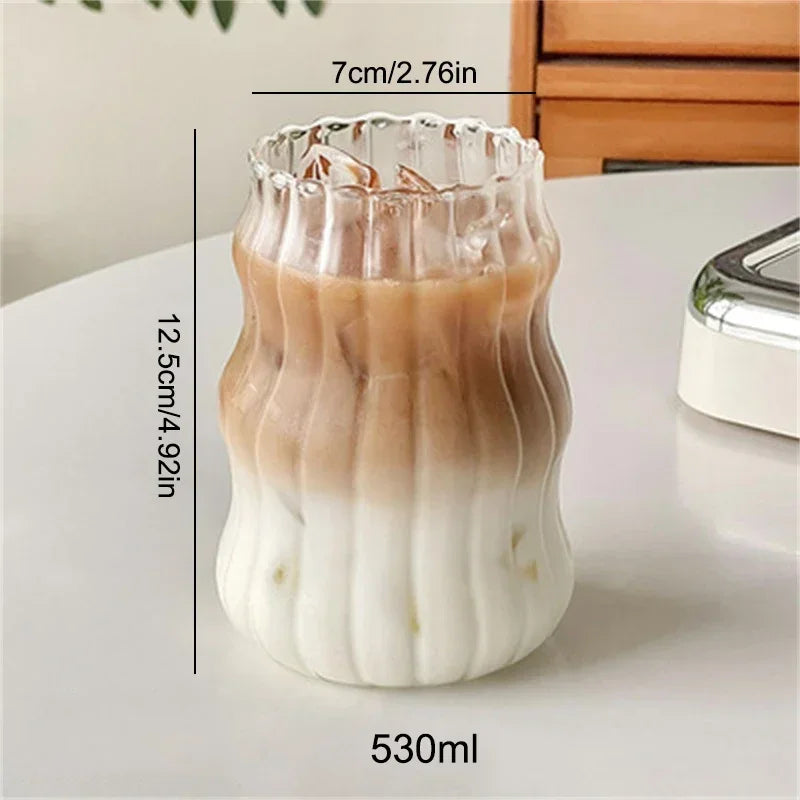 1/2pcs Clear Glass Cup Creative Ins Exquisite Heat-resistant Tumbler Tea Juice Milk Coffee Mug Home Office Cocktail Beer Glasses